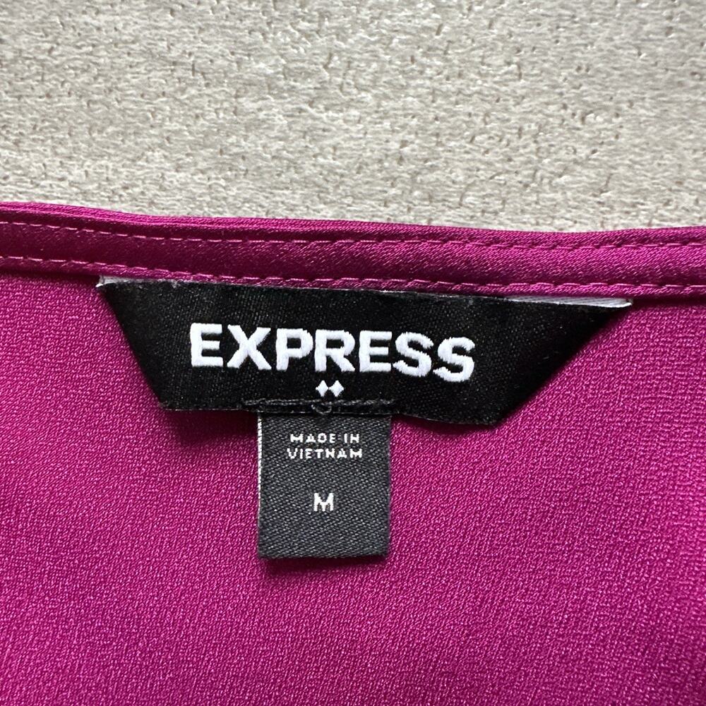 Express Satin Cami Tank Top Stretch Women Med Sleeveless Purple Adjustable Strap - Picture 4 of 4
